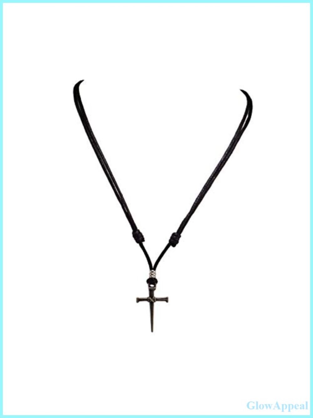 Nail Cross Necklace Waxed Cotton Cord Adjustable Unisex Religious